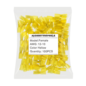Haisstronica connector heat shrink, 100PCS yellow female terminals for AWG 12-10.