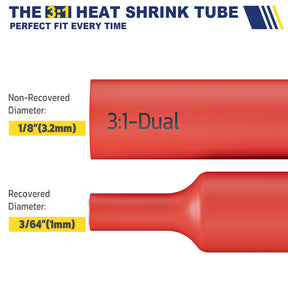 Haisstronica 3:1 heat shrink tubing with 3.2mm to 1mm shrink ratio for precise electrical wire insulation.