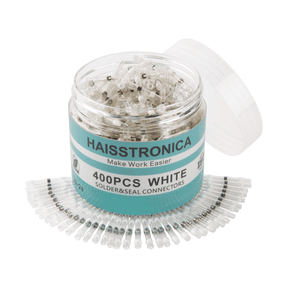 Haisstronica 400PCS white solder shrink connectors with heat-activated waterproof sealing.