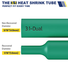 Haisstronica heat shrink tubing for electrical wires (4.8mm to 1.6mm) with 3:1 perfect-fit ratio