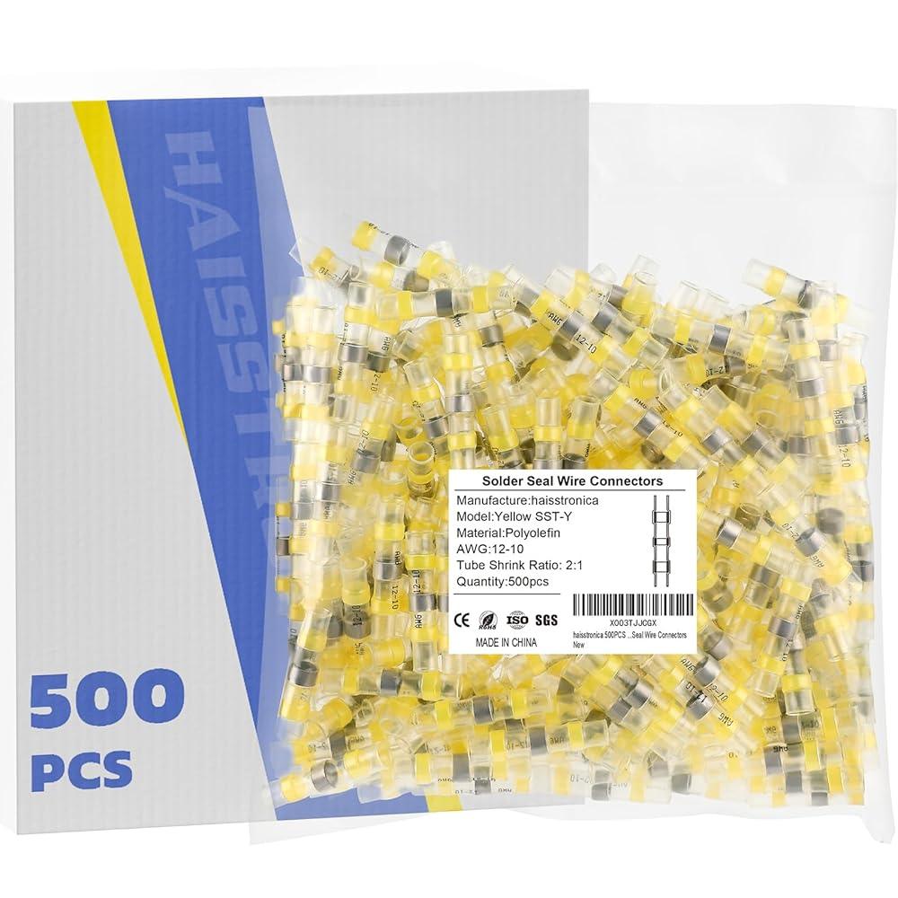Waterproof electrical connectors (500PCS, AWG 12-10) by Haisstronica, CE/SGS certified.