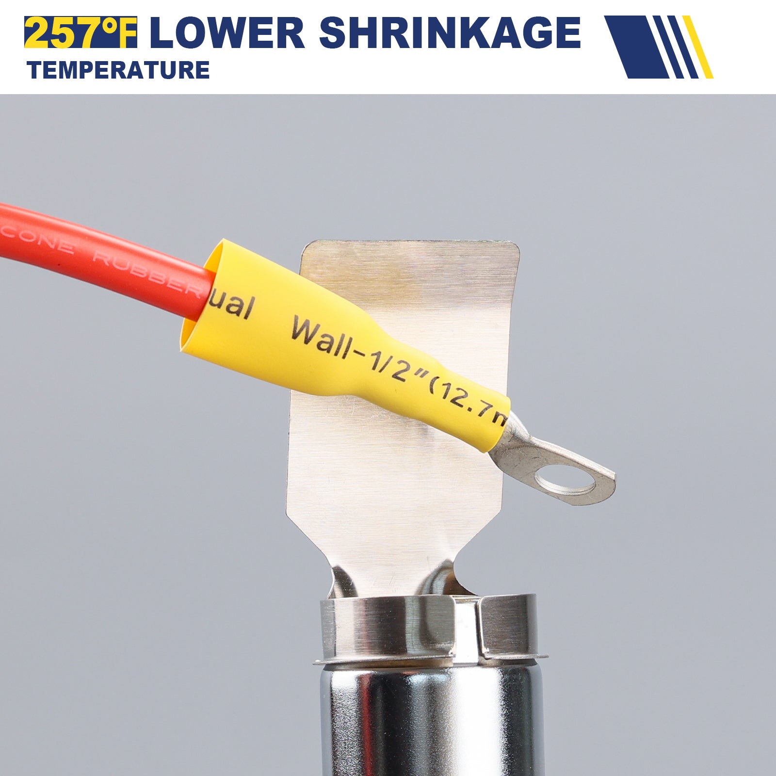 Haisstronica high temp heat shrink tubing with low shrinkage temperature (2579H) for sensitive electrical components.