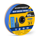 Haisstronica 1/4" blue waterproof heat shrink tubing, 3:1 ratio and dual-wall design for moisture-resistant insulation.