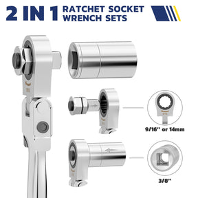 Haisstronica metric ratchet wrench set, 9/16-inch & 3/8-inch adapters, 2-in-1 design, chrome vanadium steel, precision mechanics.