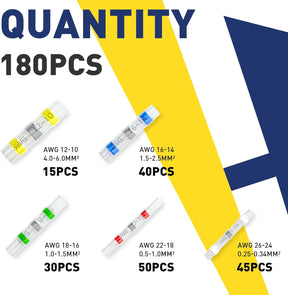 Haisstronica solder seal wire connectors (1000PCS) for AWG 12-10 to 26-24, ideal for industrial wiring.