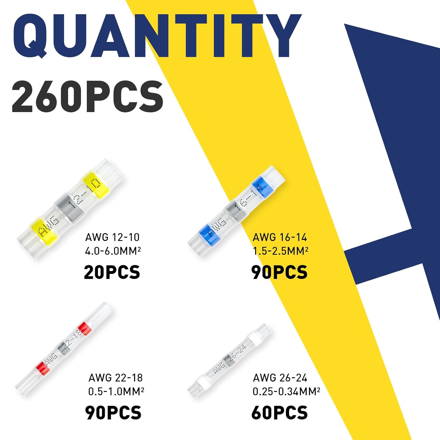 Waterproof wire connectors HAISSTRONICA - 260PCS (AWG 12-26). Compact design.