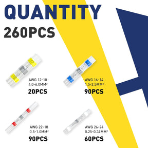 Waterproof wire connectors HAISSTRONICA - 260PCS (AWG 12-26). Compact design.
