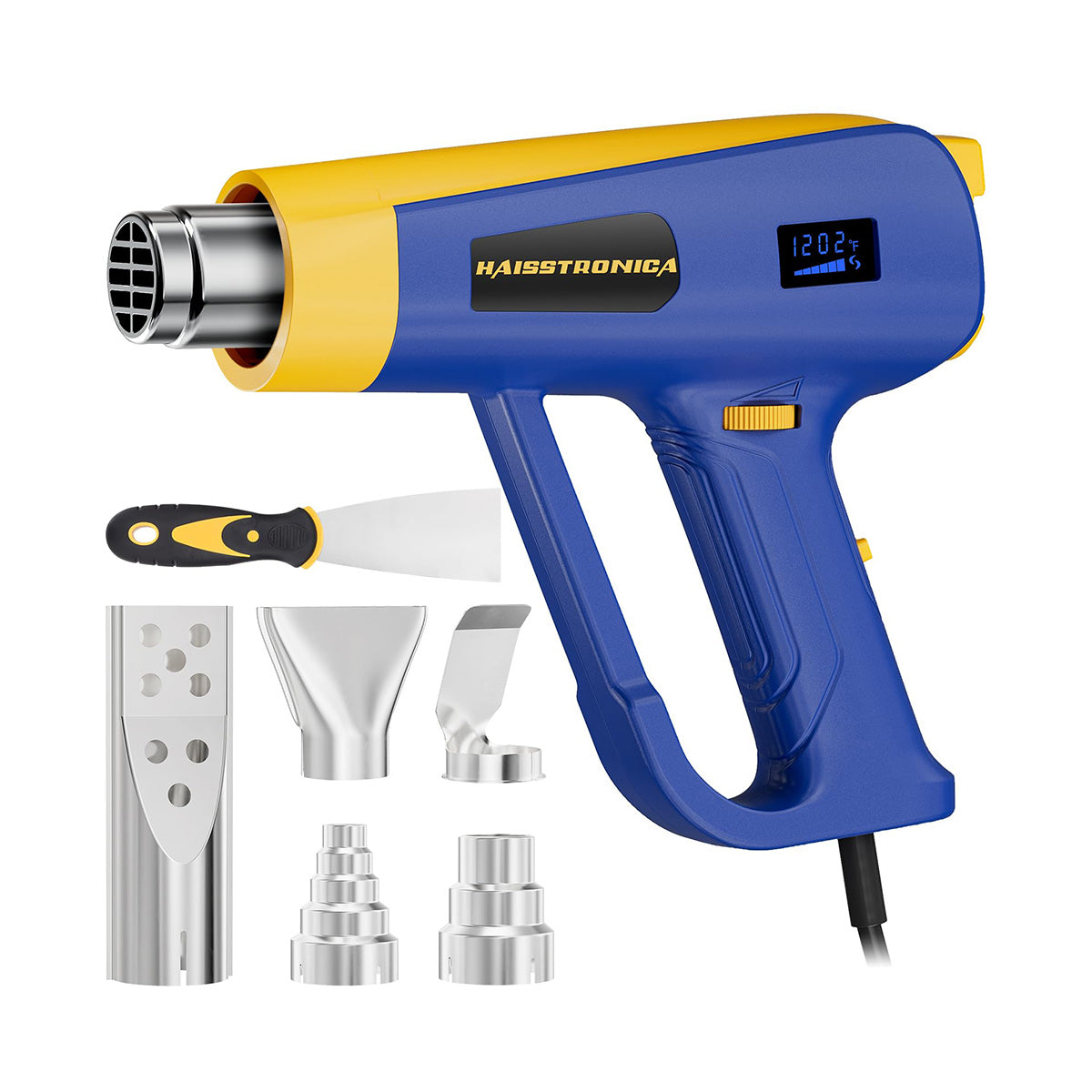 Haisstronica heat shrink heat gun: Professional-grade tool reaching 1202°F for industrial tubing applications.