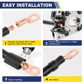 Step-by-step guide: Crimp Haisstronica battery terminals using heat shrink tubes and tools for tight, oxidation-resistant connections.