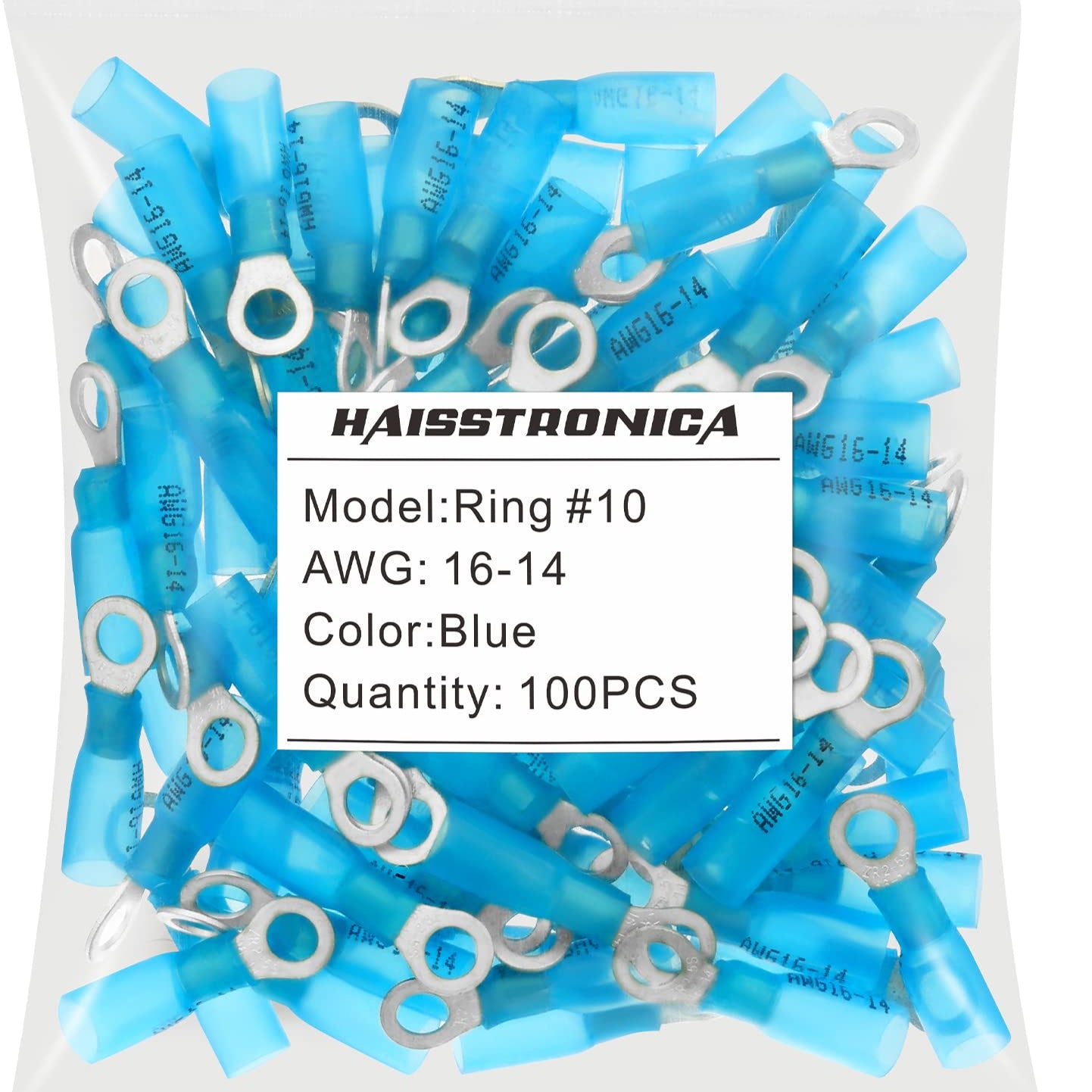 Heat Shrink Wire Connector AWG 22-10 #10, 1/4", 5/16", 3/8" 50PCS/100PCS/200PCS - Ring Terminals (Bagged)