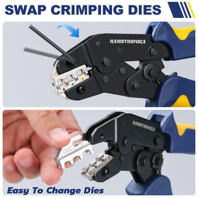 6PCS Ratcheting Wire Dies Tool With Wire Stripper Set