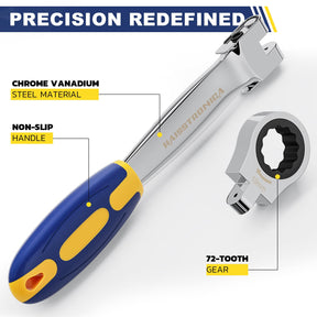 Haisstronica craftsman ratchet wrench set, chrome vanadium steel, 72-tooth gear, non-slip ergonomic handle.