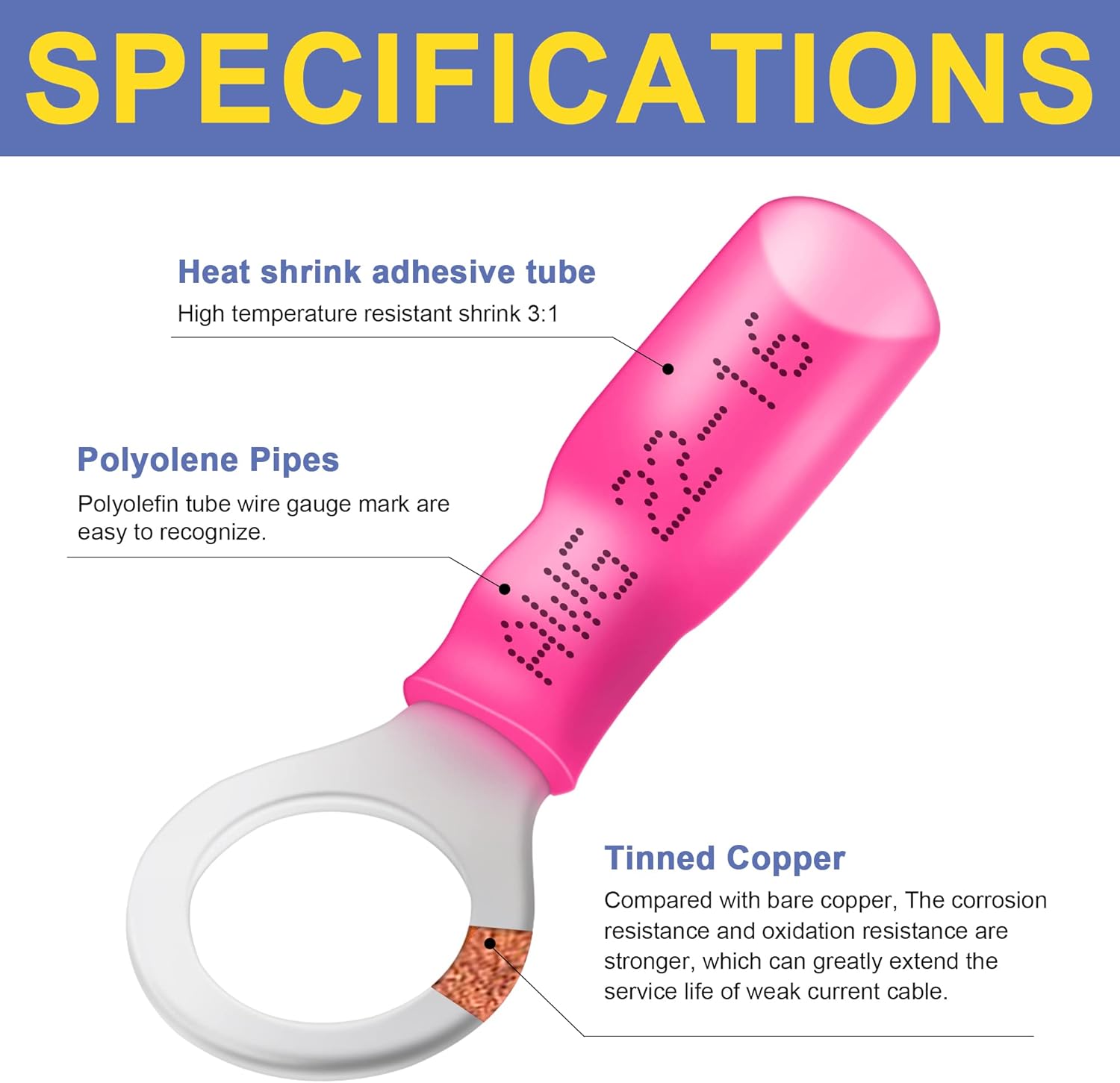 Haisstronica heat shrink electrical connectors: 3:1 high-temp tubing, polyolefin pipes, and corrosion-resistant tinned copper.