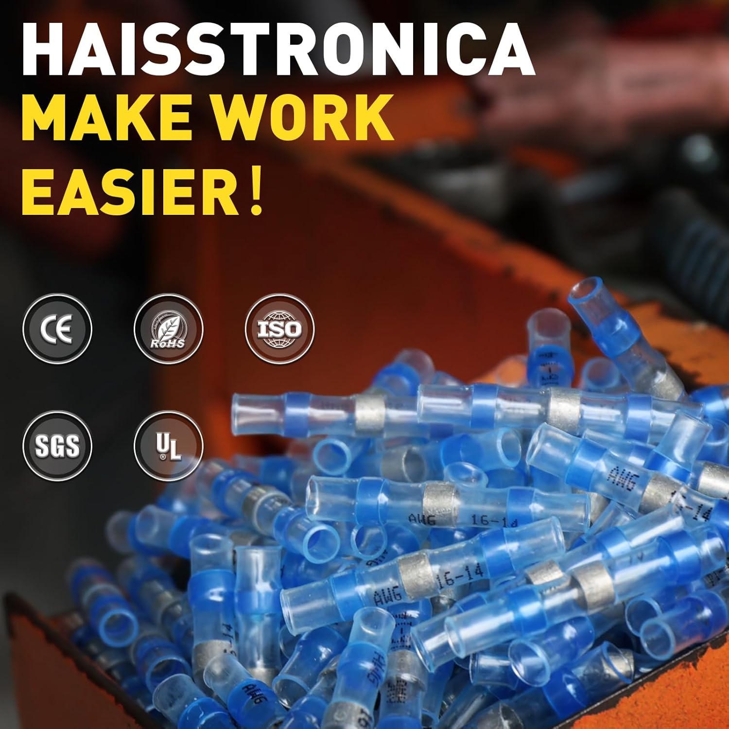 Haisstronica solder connectors certified by UL, CE, SGS for industrial safety.
