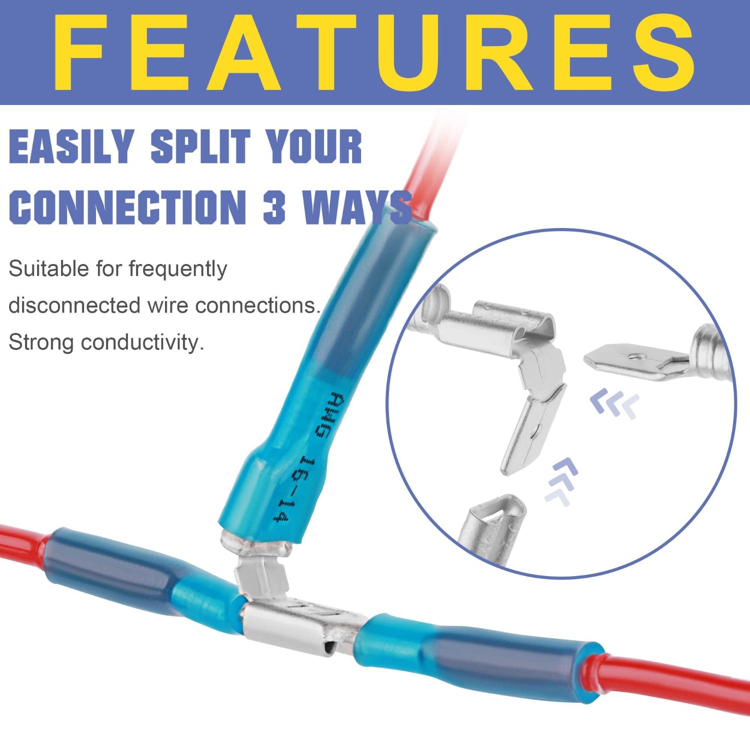 Haisstronica marine heat splitters with 3-way connection design, perfect for frequently disconnected wire setups.
