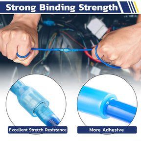 Haisstronica heat shrink electrical terminals with strong adhesive and stretch resistance.