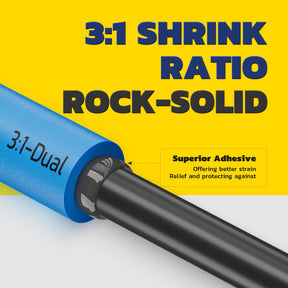Haisstronica 3:1 dual-wall shrink tubing with rock-solid adhesive for high-stress electrical projects.