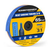 Haisstronica waterproof shrink tubing (3/4", blue, 65ft) – 3:1 ratio and adhesive-lined for marine use.