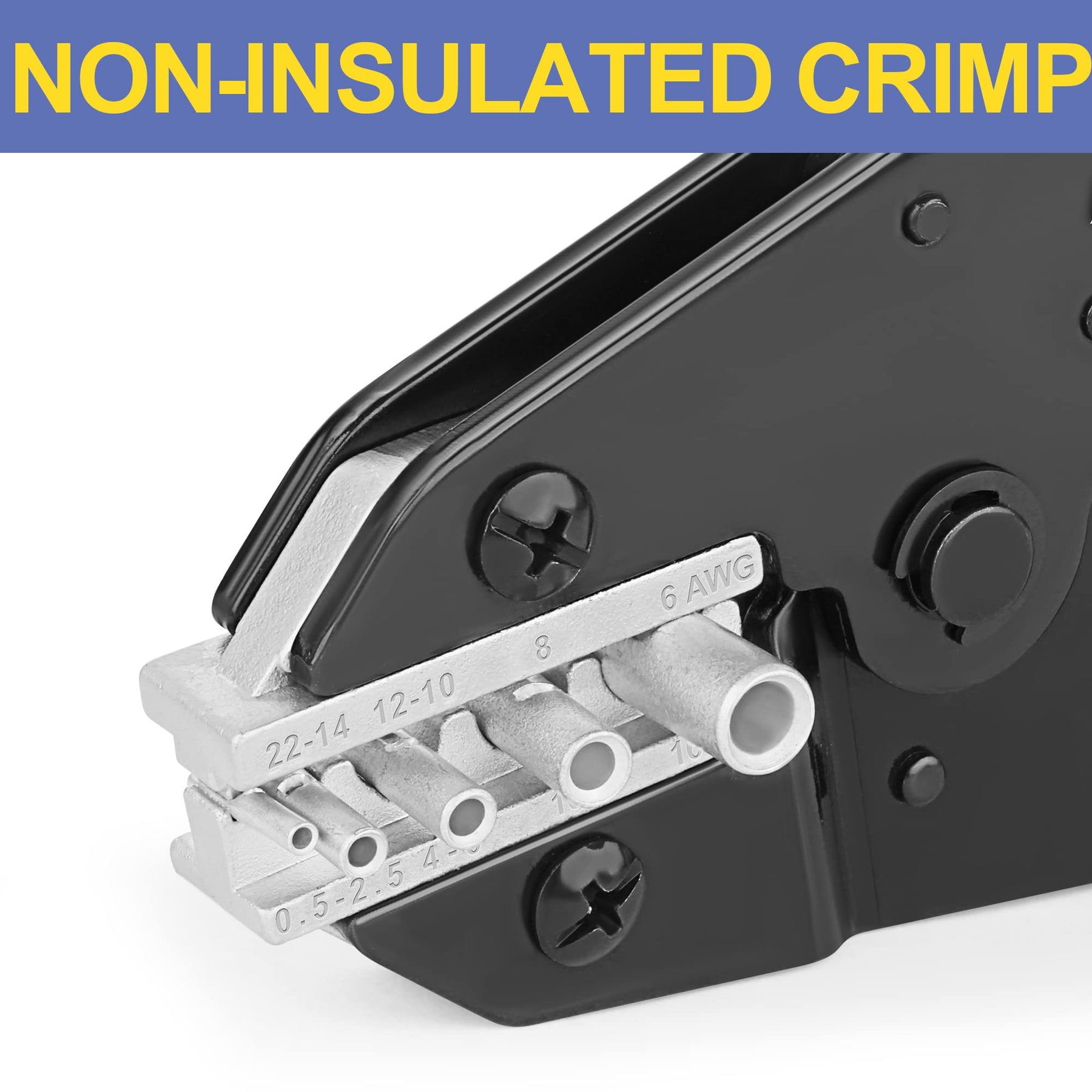 HAISSTRONICA Crimping Tool for Non-Insulated Terminal AWG 22-6. Compact design for electrical wiring.