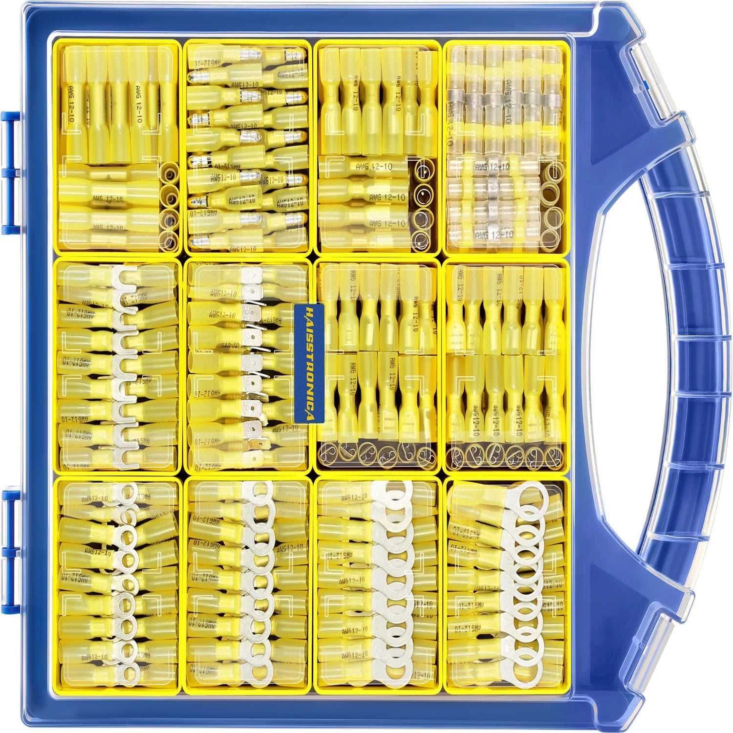 Marine-grade Haisstronica waterproof heat shrink connectors with 3:1 shrink ratio and color-coded terminals.