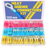 Haisstronica heat shrink crimp connectors kit with 120 pieces for reliable electrical repairs and installations.