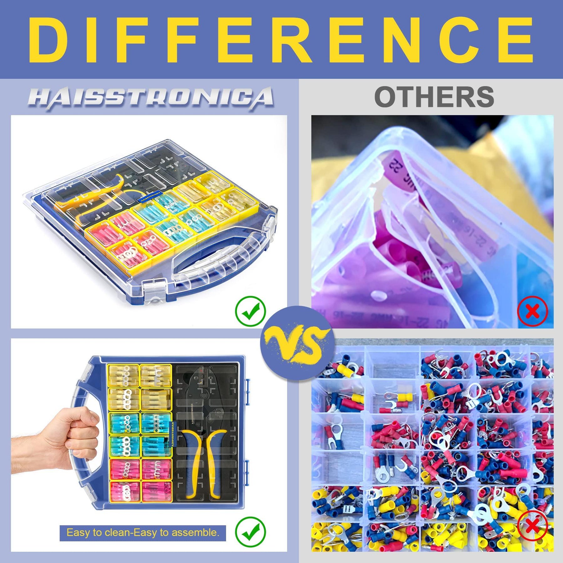 Haisstronica crimping tool kit vs competitors: easy to clean and assemble.