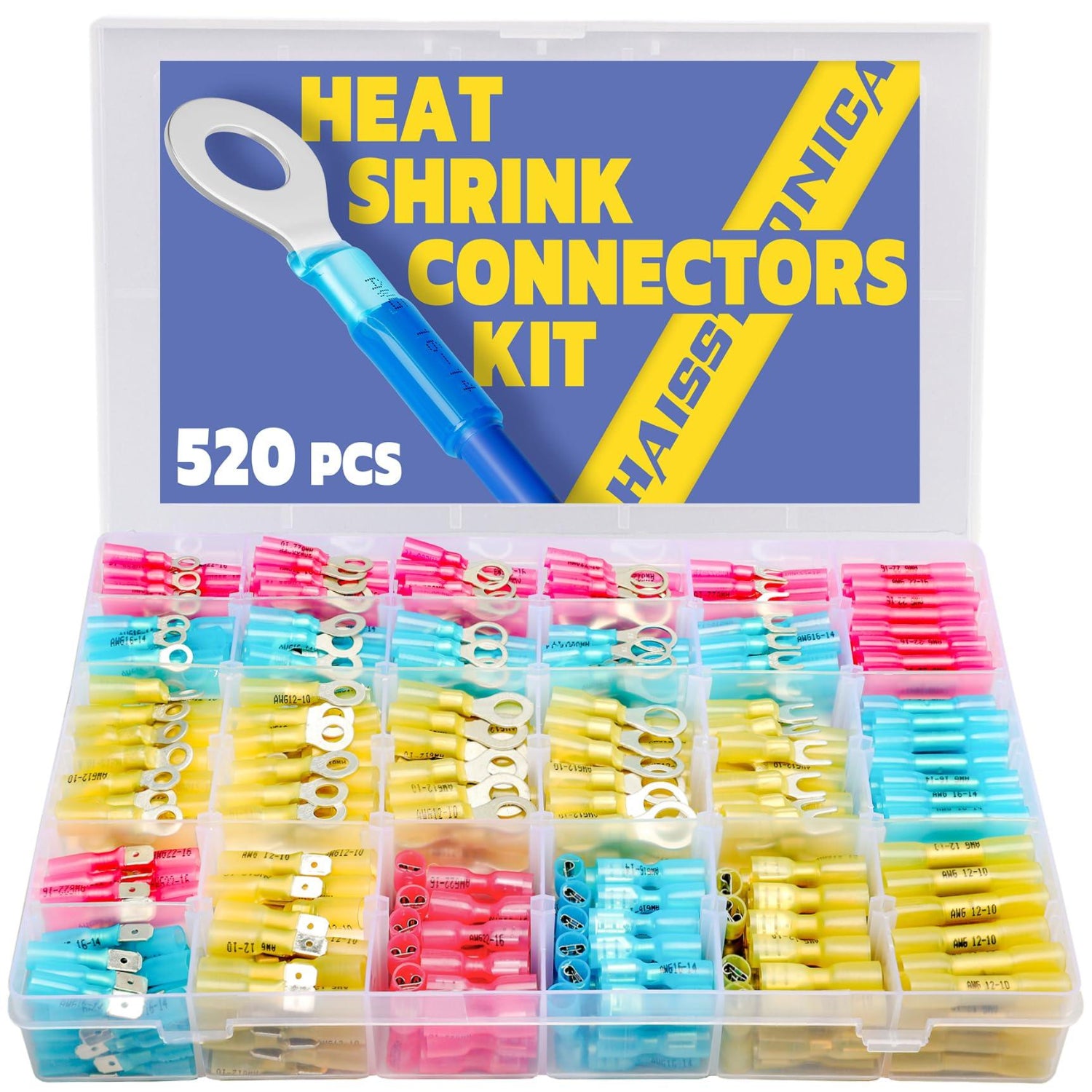 Haisstronica shrink wrap wire connectors kit with 520 pieces for comprehensive electrical projects.