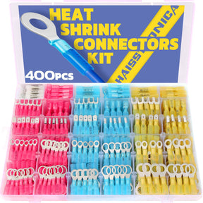 Haisstronica heat shrink marine electrical connectors, 3:1 ratio, resistant to saltwater and harsh environments.