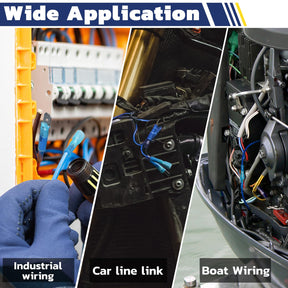 Haisstronica waterproof heat shrink connectors for industrial, automotive, and marine wiring.
