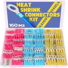 Compact Haisstronica heat shrink butt splice connectors (160pcs), designed for quick and secure low-voltage repairs.