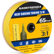 Haisstronica yellow heat shrink tubing (3/8", 65ft) – 3:1 dual-wall for automotive or DIY electrical repairs.