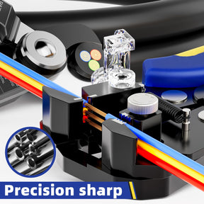 Precision sharp blades on Haisstronica self-adjusting wire strippers ensure clean cuts without damaging copper conductors.
